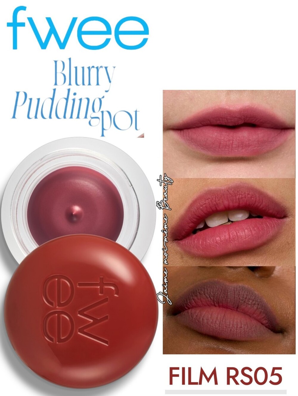 FWEE Cream Blush & Lip Tint Pudding Pot In Film -Soft Berry - NEW